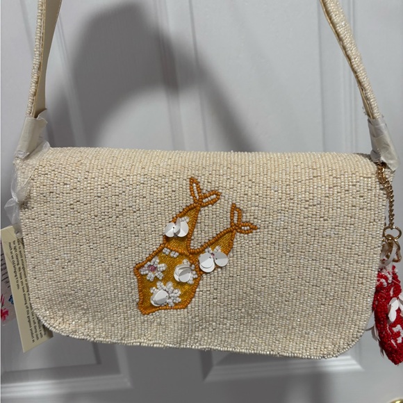 RARE Cream Beaded Swimwear Shoulder Bag - Picture 4 of 4